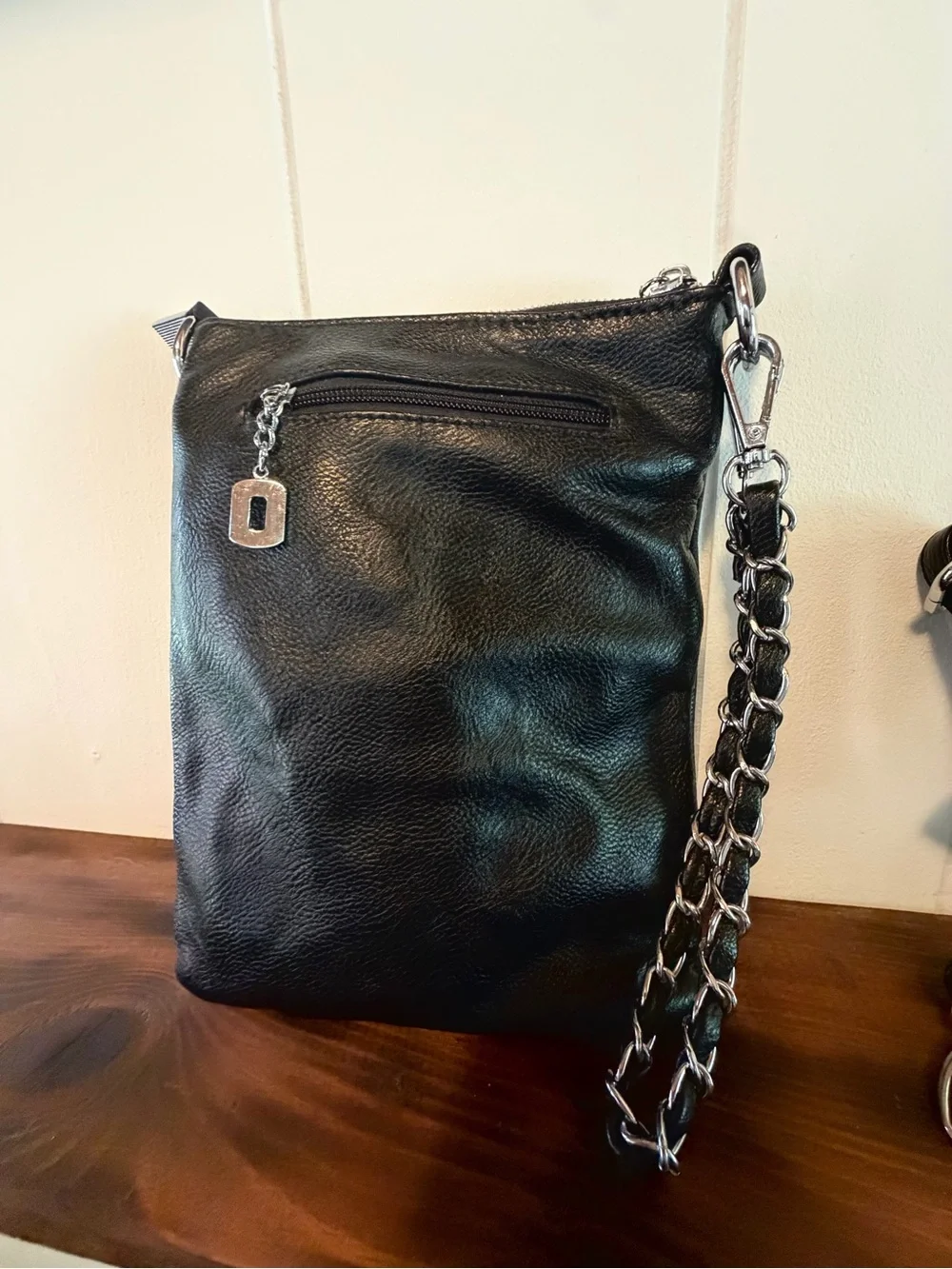 Black Faux Leather Bag - multiple strap styles